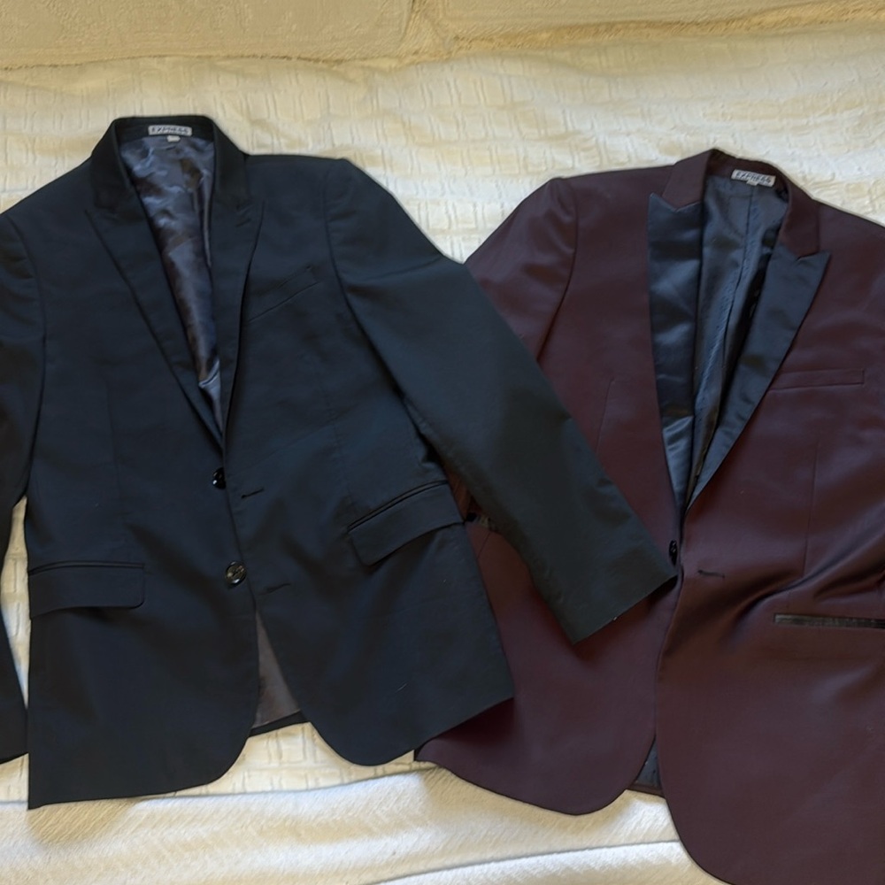 Men’s blazer suit jacket sports coat maroon and black size 38R express